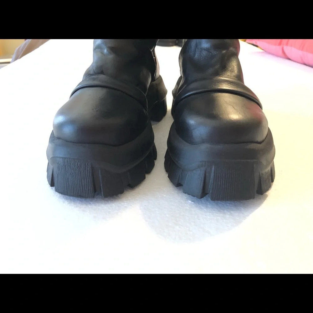 Free People Black Over-the-Knee Chunky Platform Boots Size 37/7